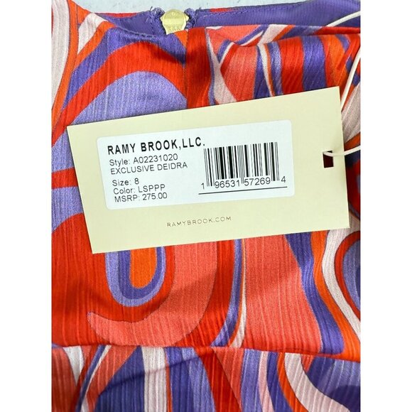 NWT Ramy Brook Deidra Women's Swirl-Print Cropped Top Retro‎ Purple/Red Sz Multi - Picture 5 of 11